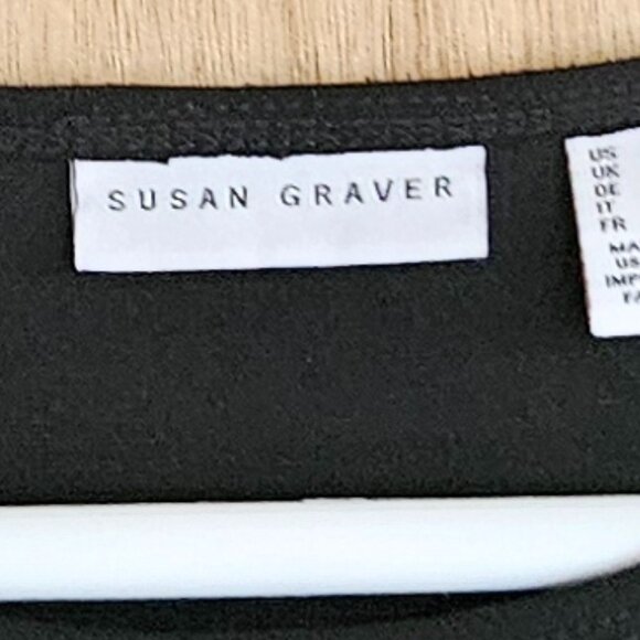 Susan Graver Womens Black Dress M 3/4 Sleeve - Picture 2 of 6